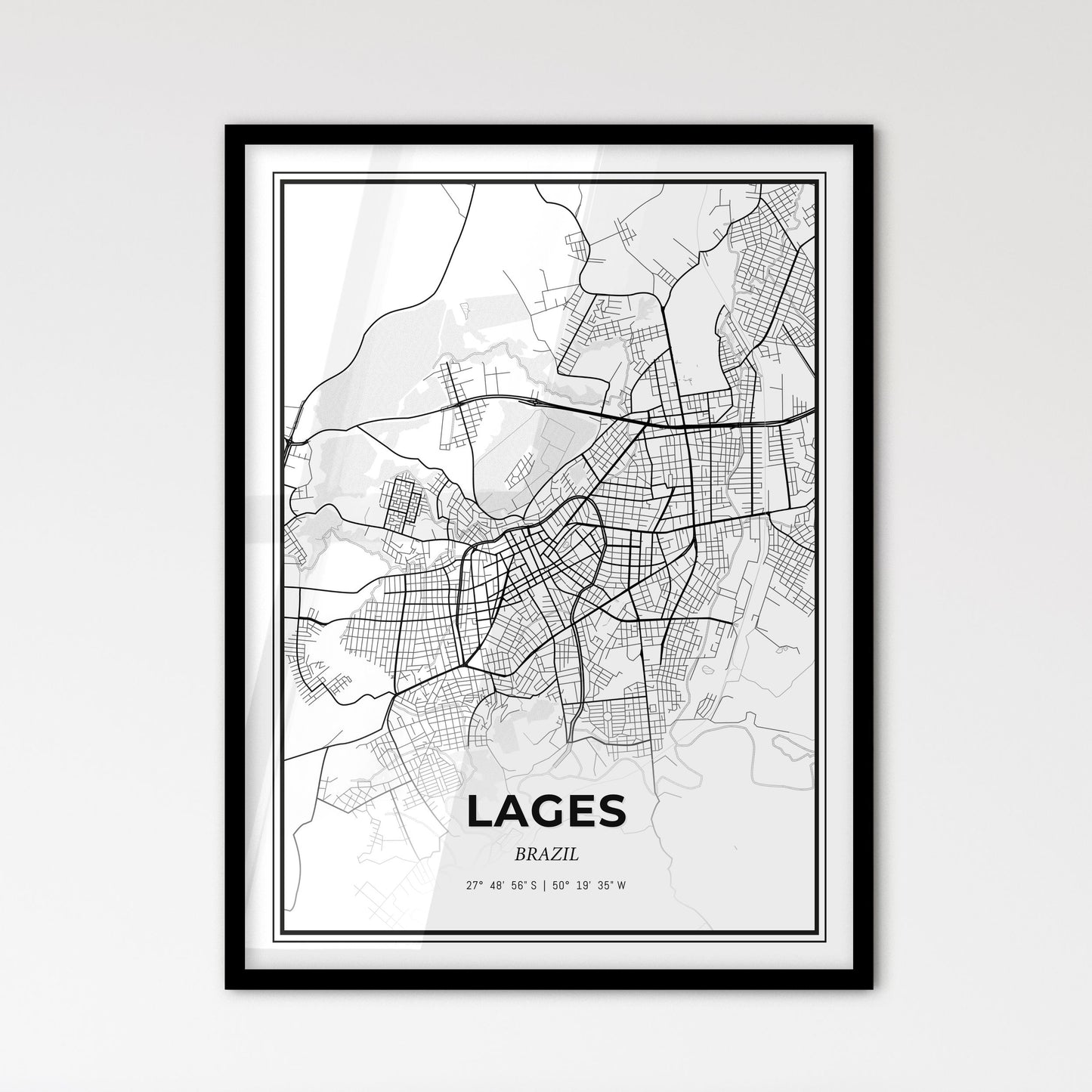 Lages Brazil - Scandinavian Style City Map for Modern Home Decor