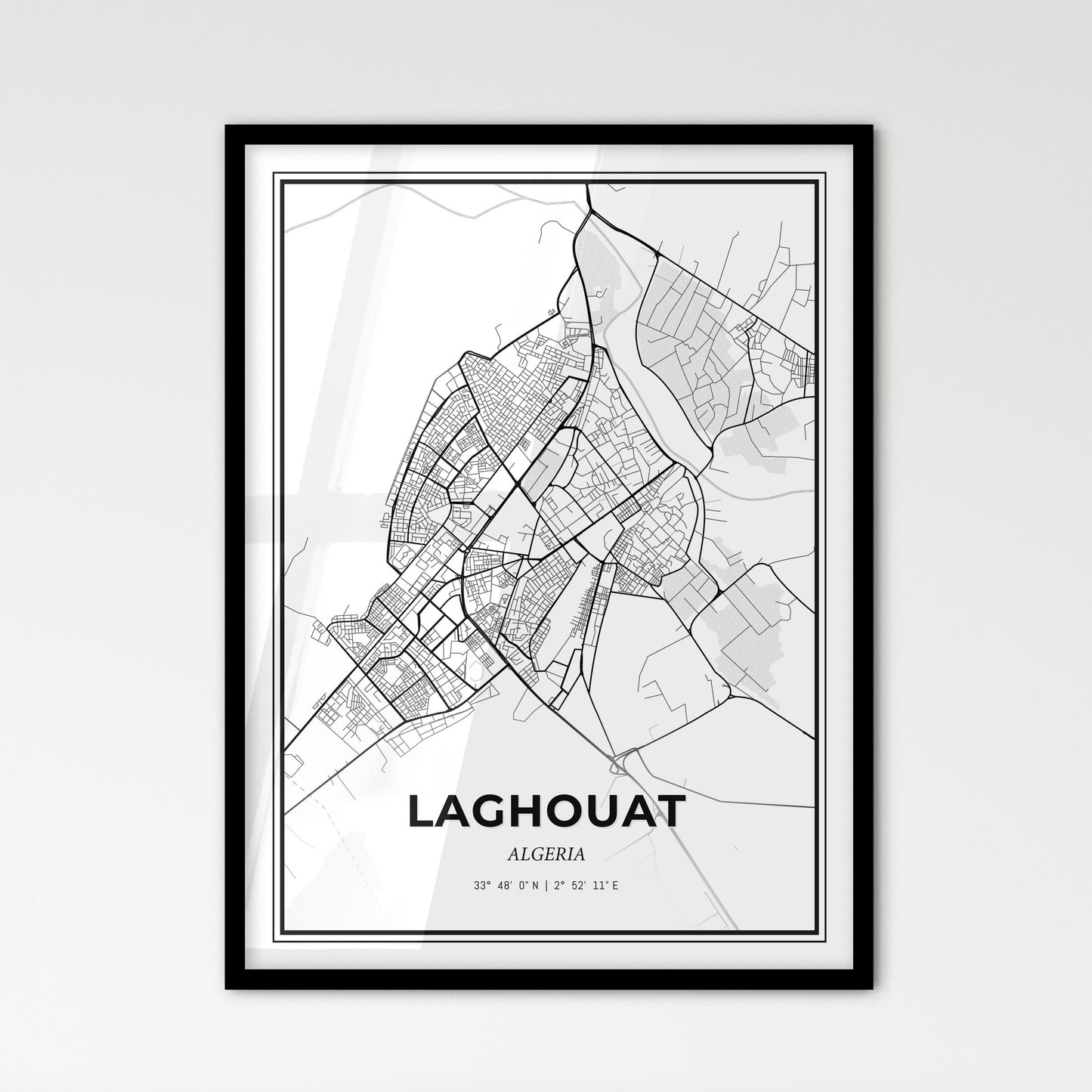 Laghouat Algeria - Scandinavian Style City Map for Modern Home Decor