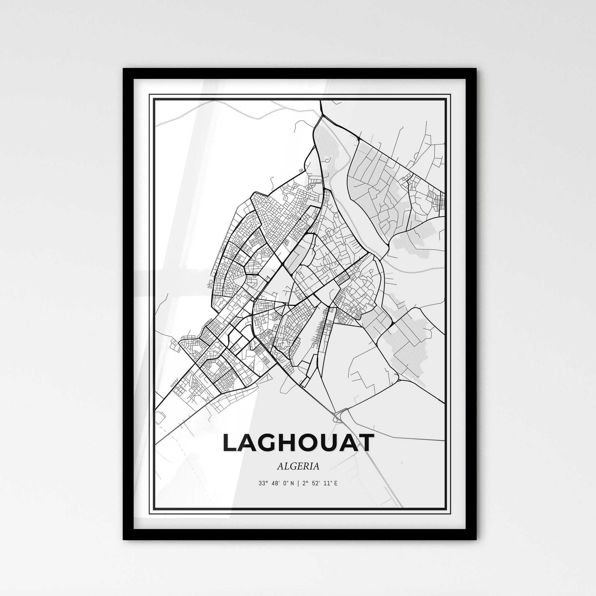 Laghouat Algeria - Scandinavian Style City Map for Modern Home Decor