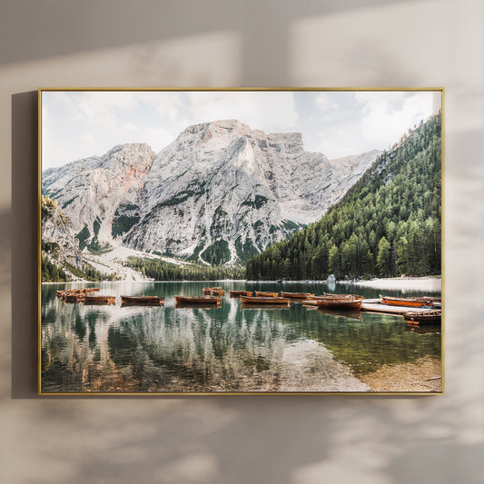 Lago di Braies Dolomites Print – Alpine Lake Photography Wall Art