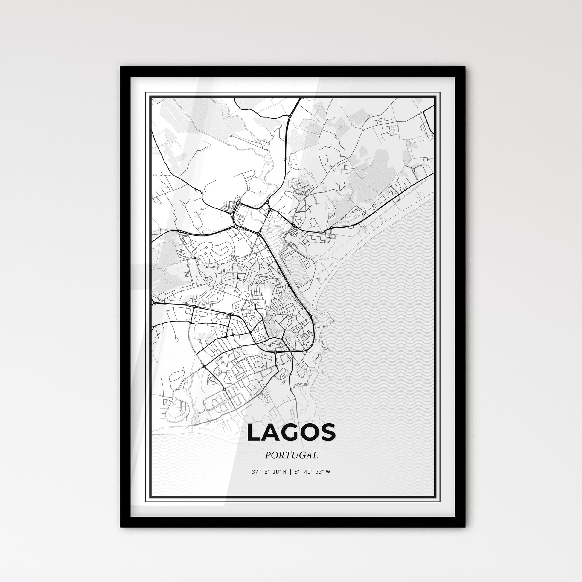 Lagos Portugal - Scandinavian Style City Map for Modern Home Decor