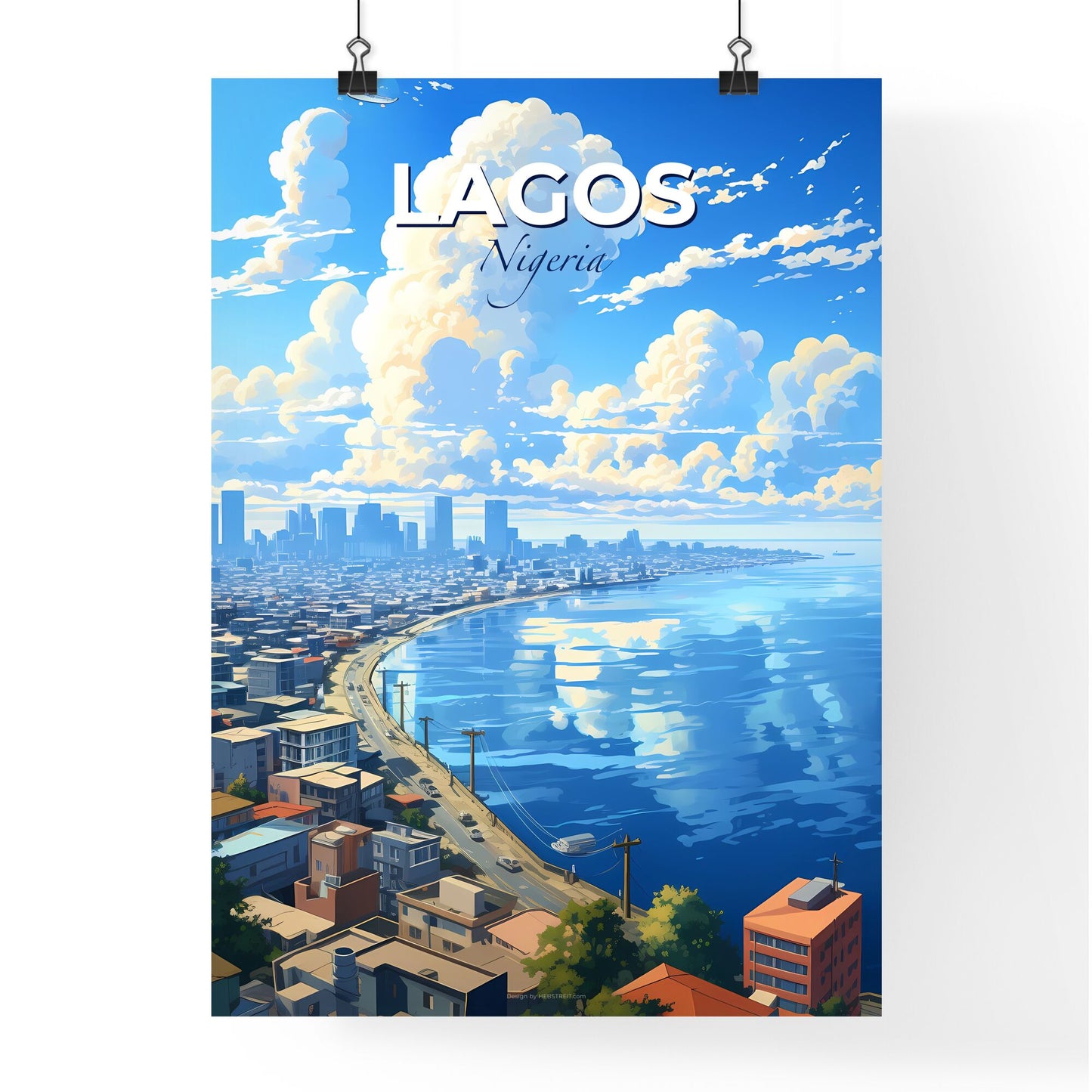 Vibrant Lagos Nigeria Skyline Painting - Urban African City Art Print Default Title