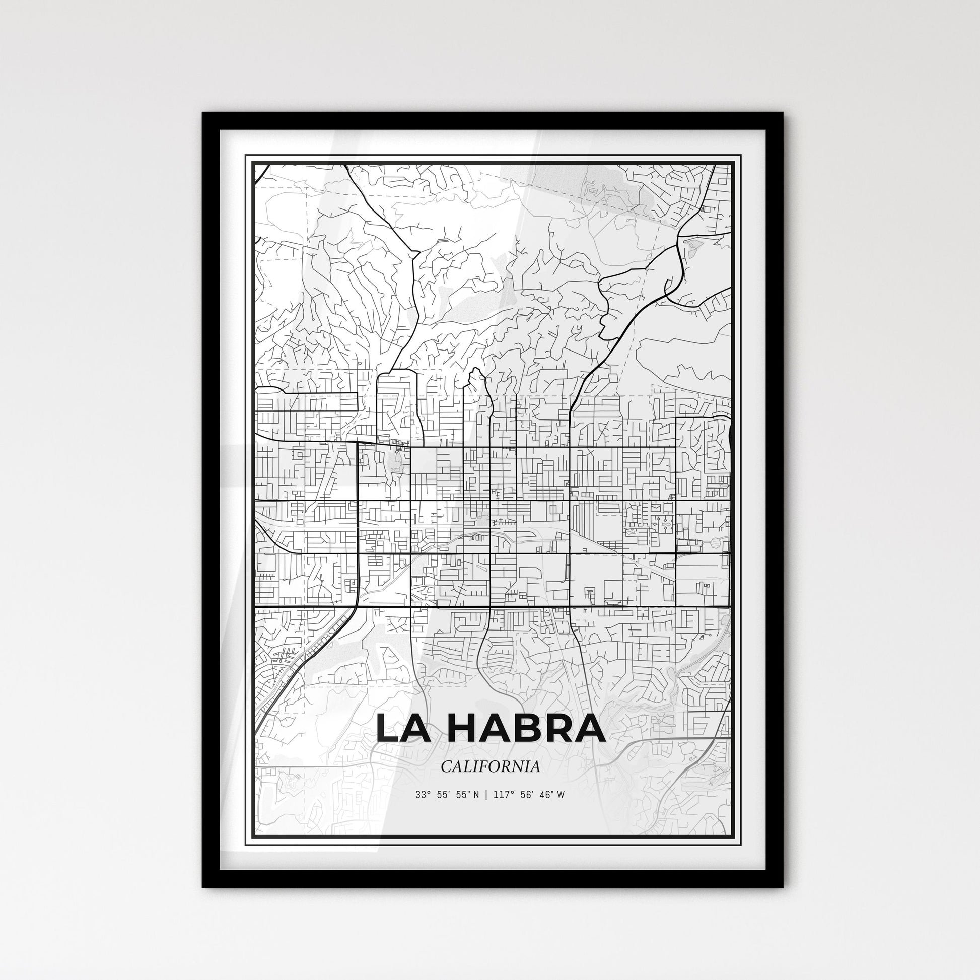 La Habra California - Scandinavian Style City Map for Modern Home Decor