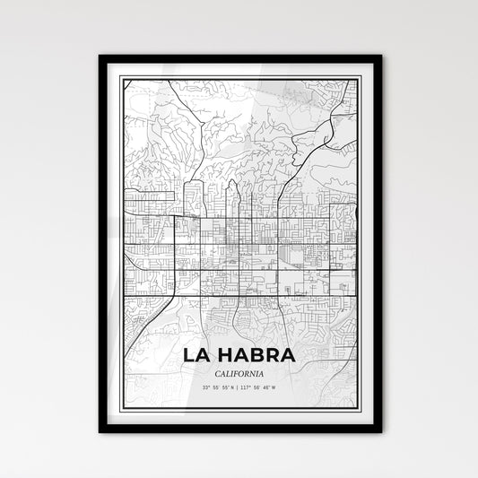 La Habra California - Scandinavian Style City Map for Modern Home Decor