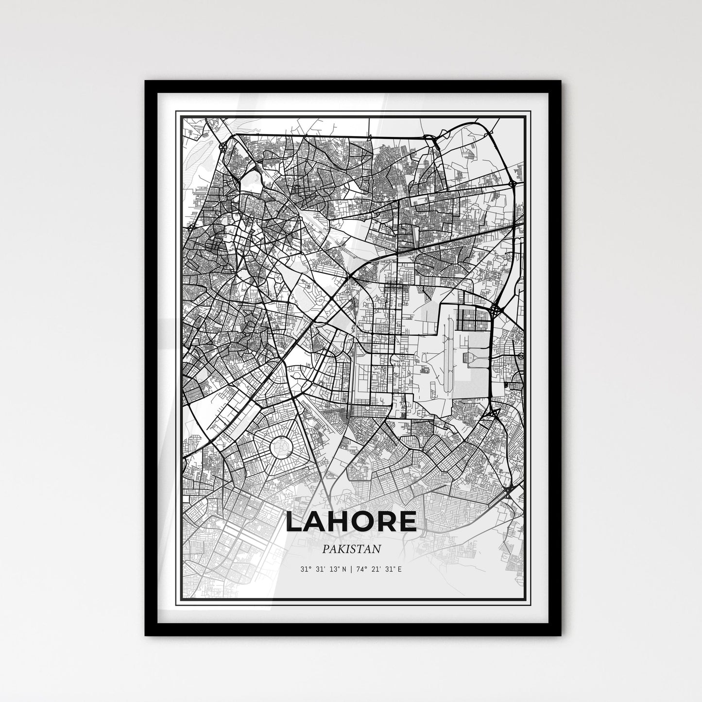 Lahore Pakistan - Scandinavian Style City Map for Modern Home Decor