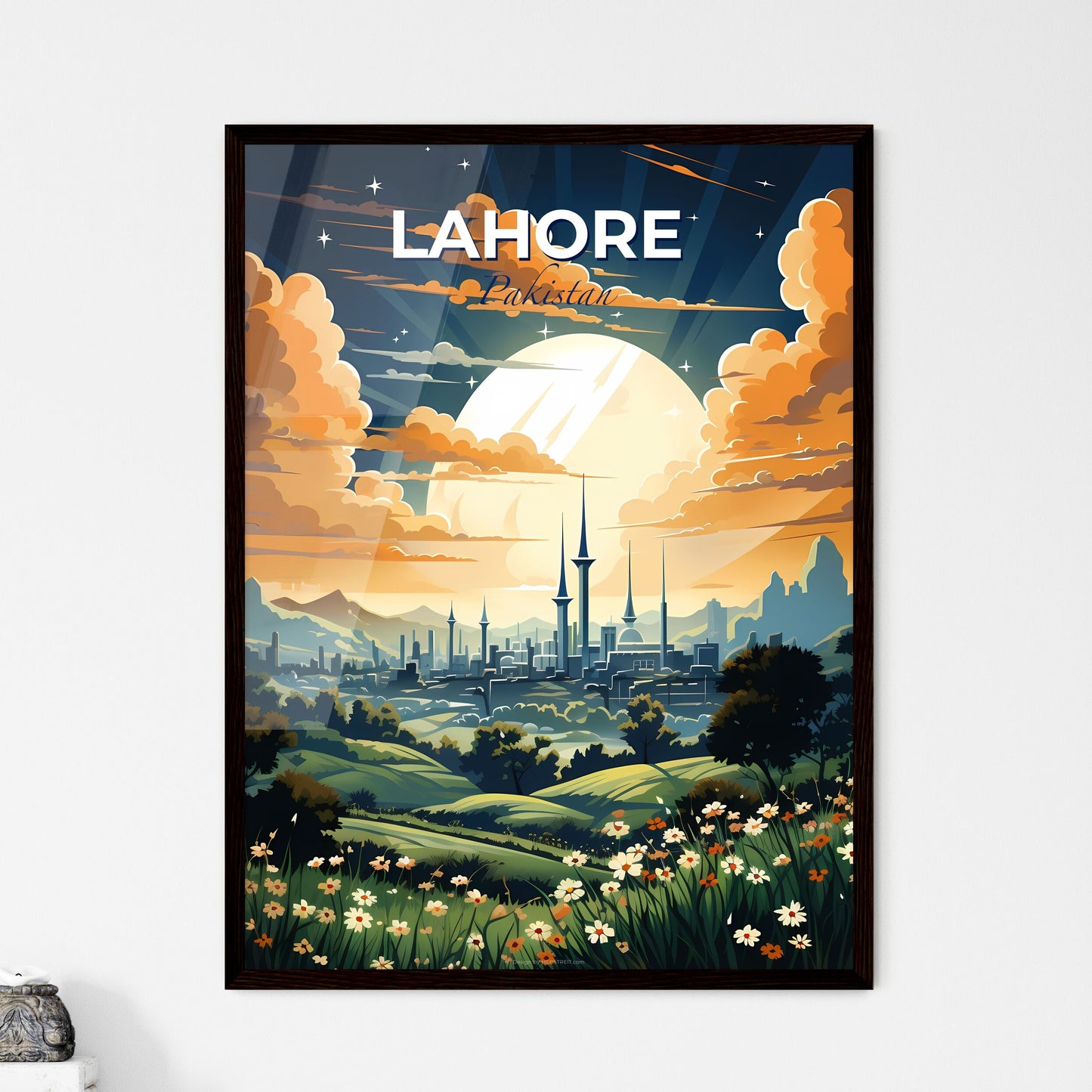 Vibrant Skyline of Lahore Pakistan: An Artistic Expression of a Landscape in Bloom Default Title