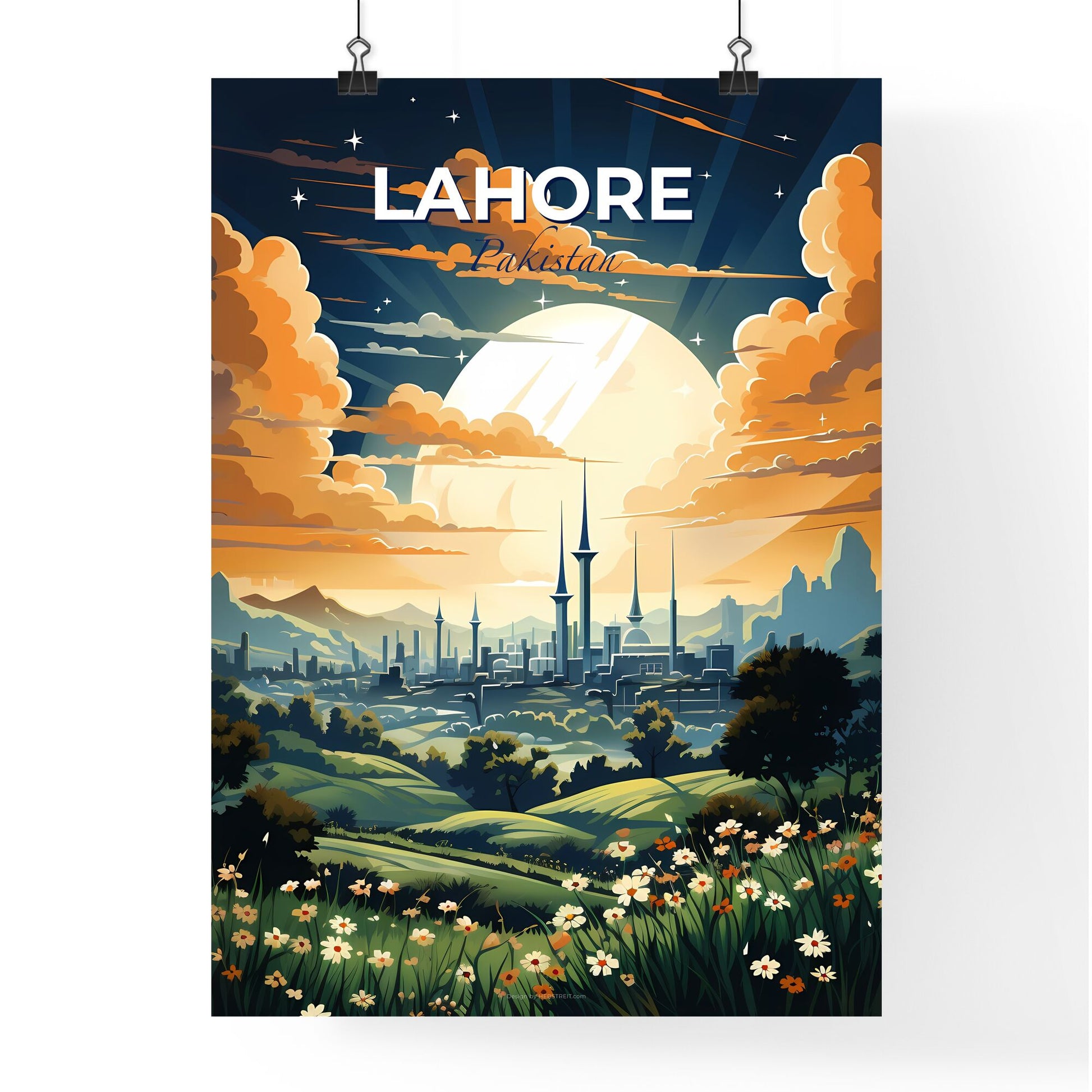 Vibrant Skyline of Lahore Pakistan: An Artistic Expression of a Landscape in Bloom Default Title