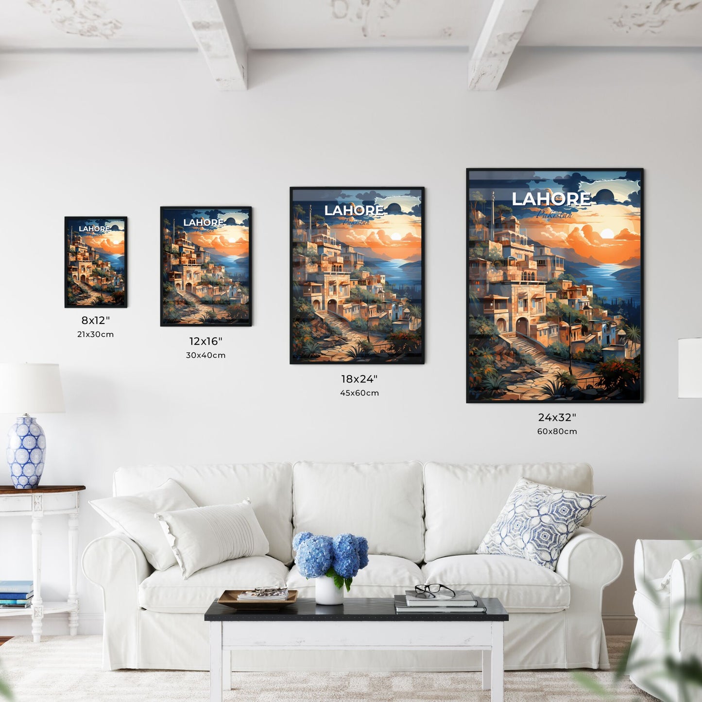 Vibrant Pakistani City Skyline Sunset Artistic Painting Default Title