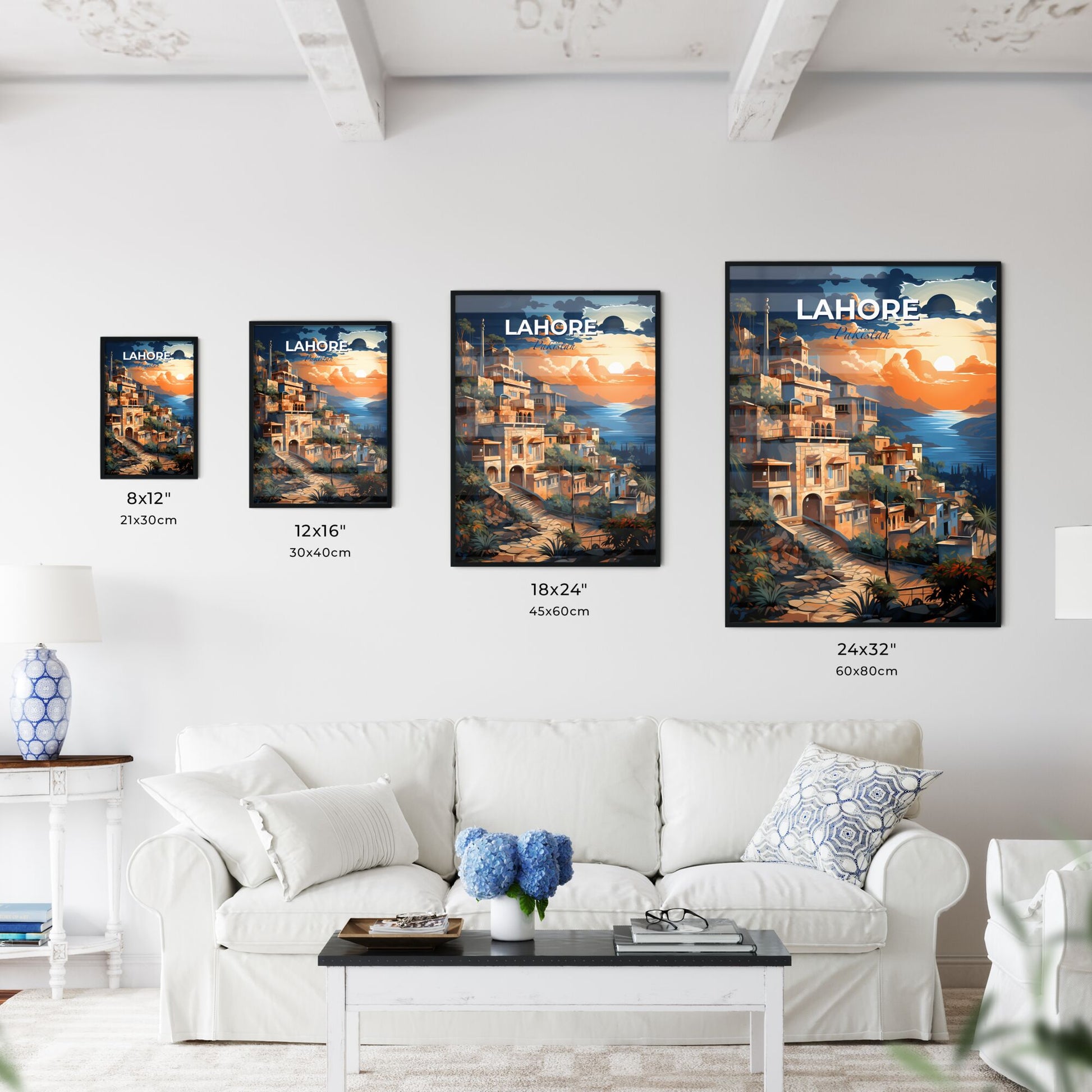 Vibrant Pakistani City Skyline Sunset Artistic Painting Default Title