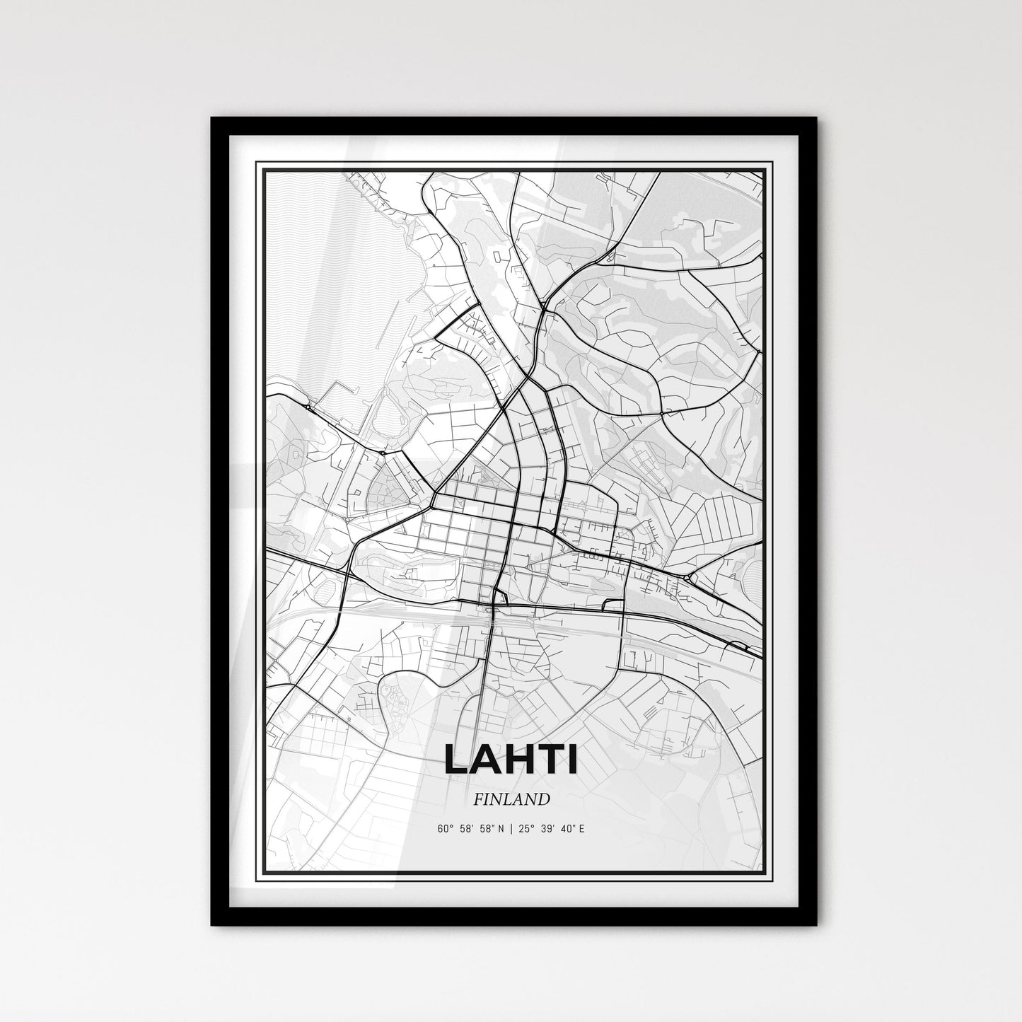 Lahti Finland - Scandinavian Style City Map for Modern Home Decor