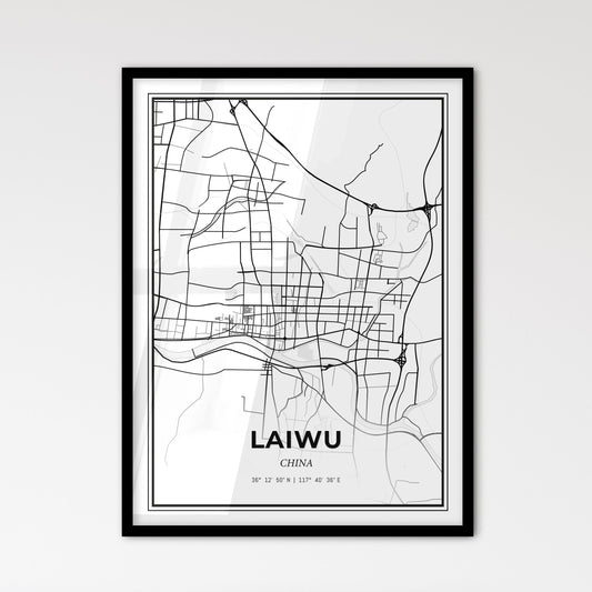 Laiwu China - Scandinavian Style City Map for Modern Home Decor