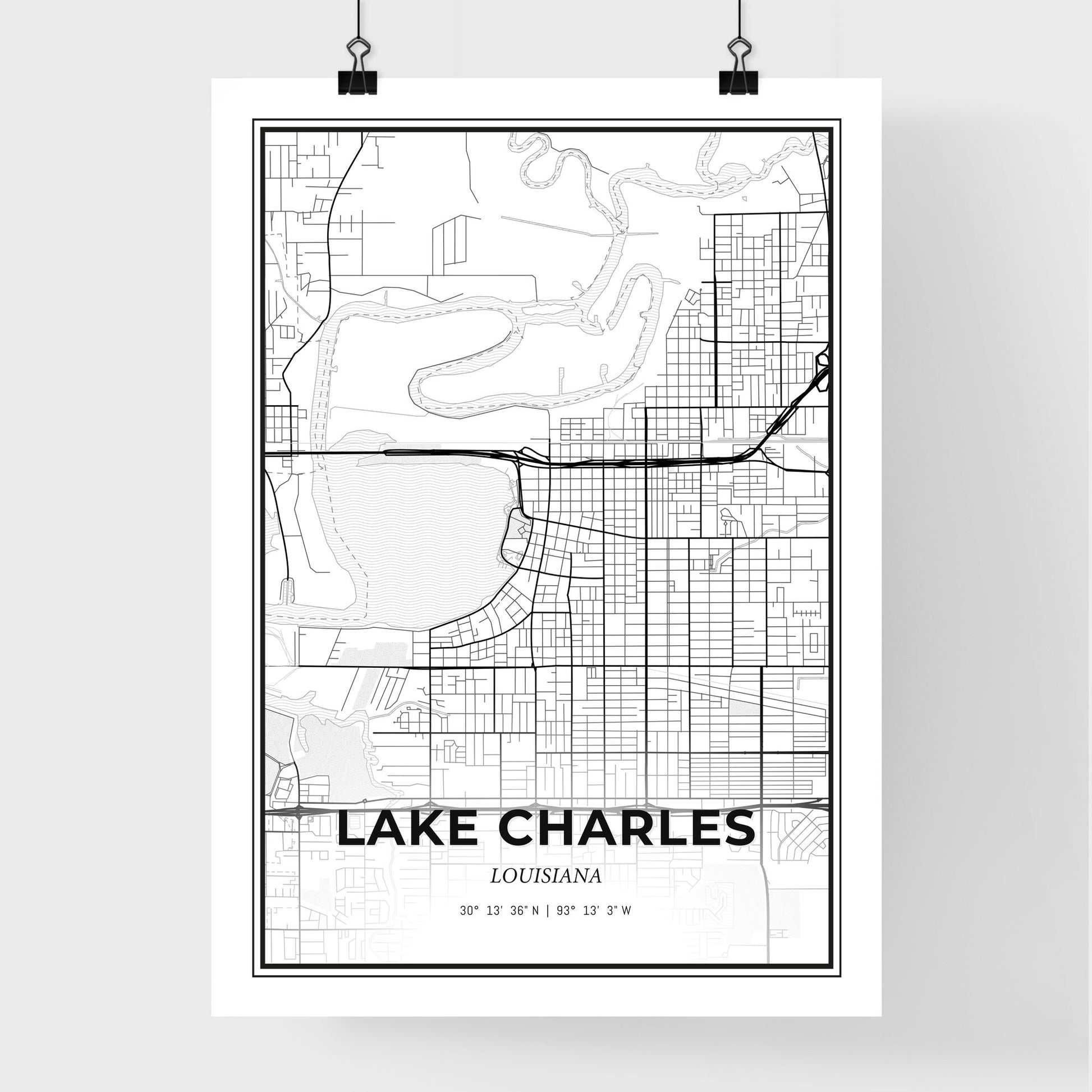 Lake Charles Louisiana - Premium City Map Poster