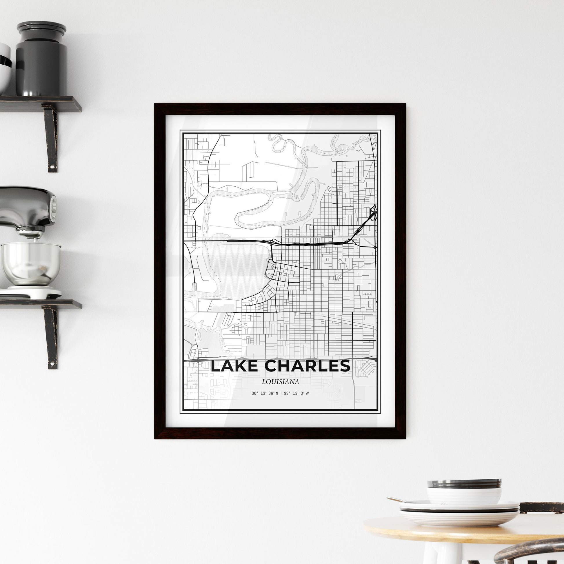 Lake Charles Louisiana - Minimal City Map