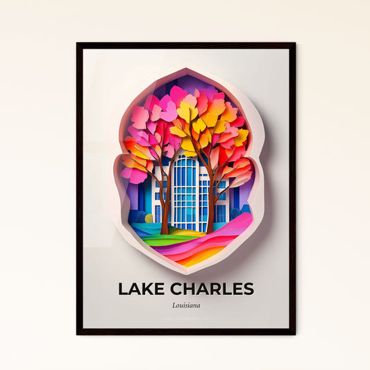 Vivid Lake Charles, Louisiana - a paper cut of a building with trees in the middle