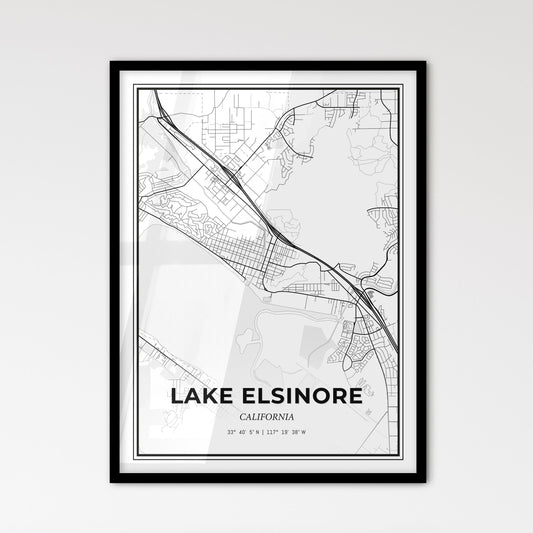 Lake Elsinore California - Scandinavian Style City Map for Modern Home Decor