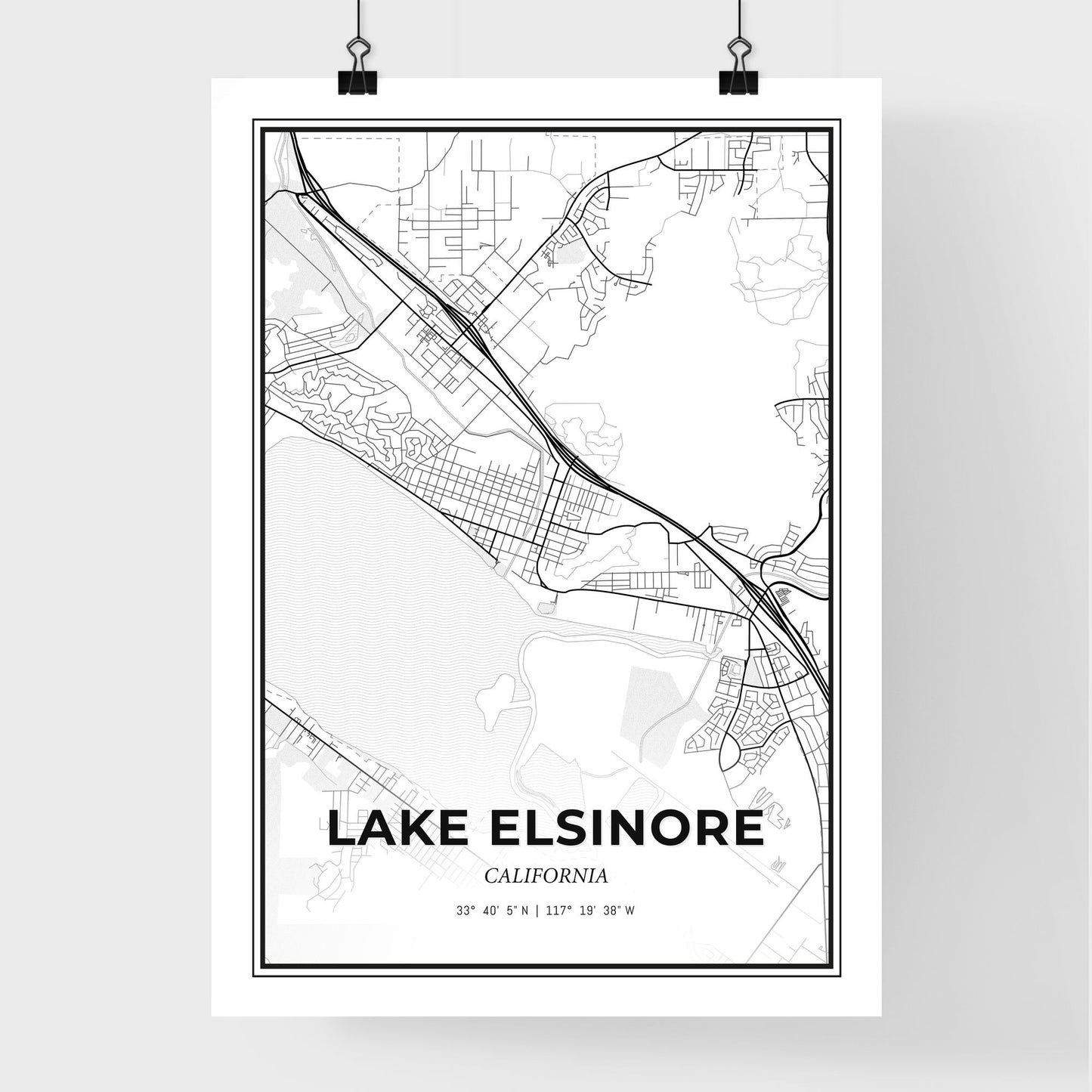 Lake Elsinore California - Premium City Map Poster