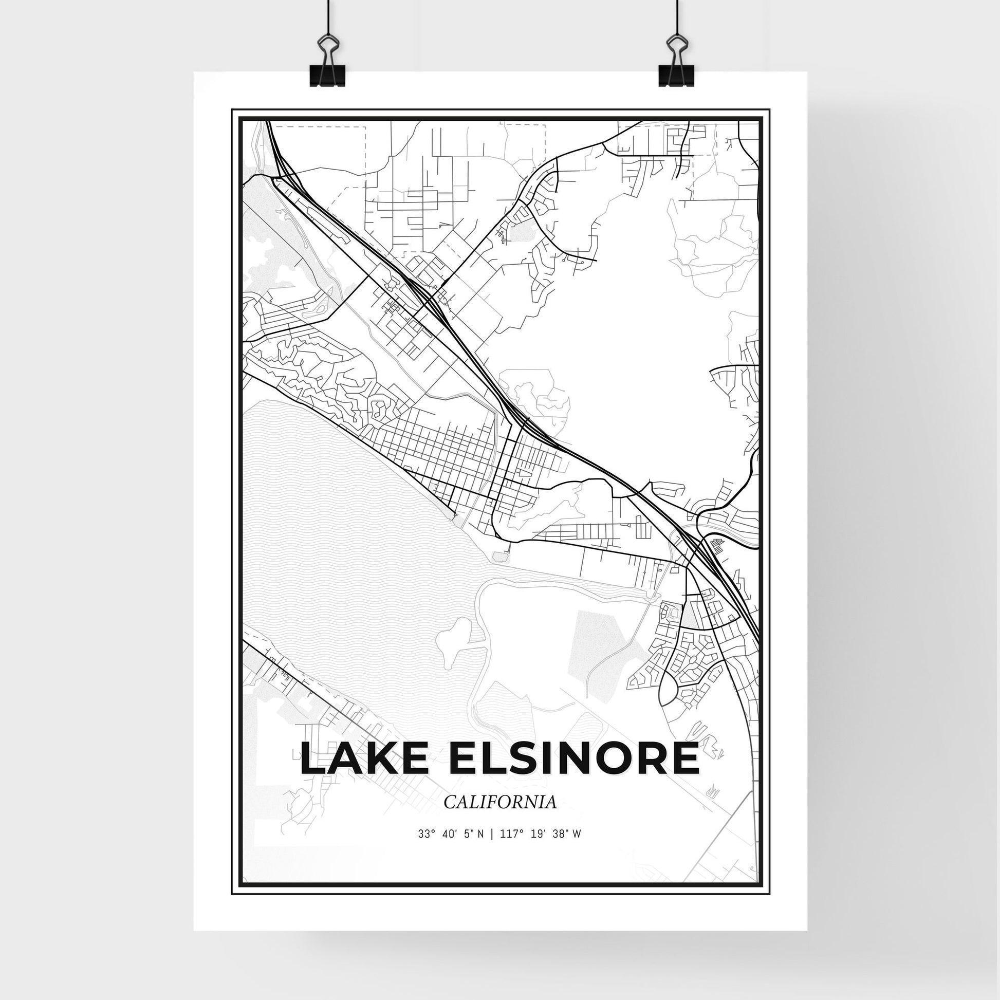 Lake Elsinore California - Premium City Map Poster