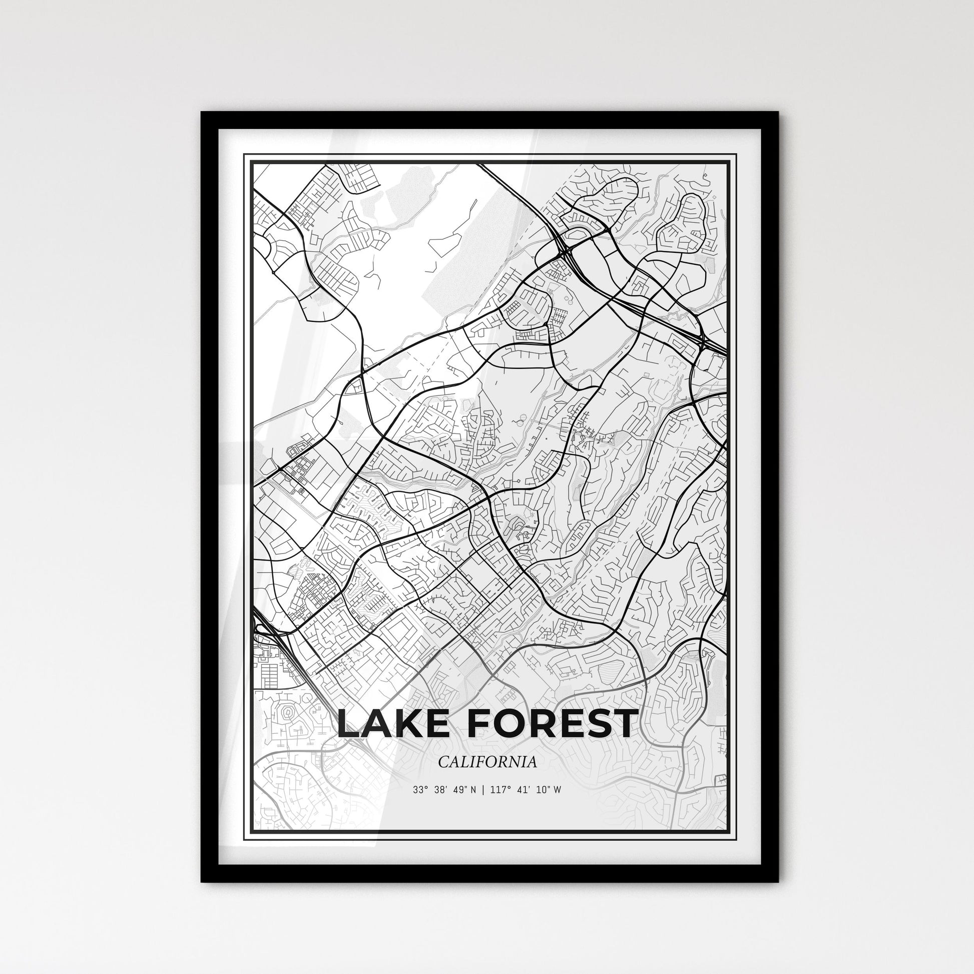 Lake Forest California - Scandinavian Style City Map for Modern Home Decor