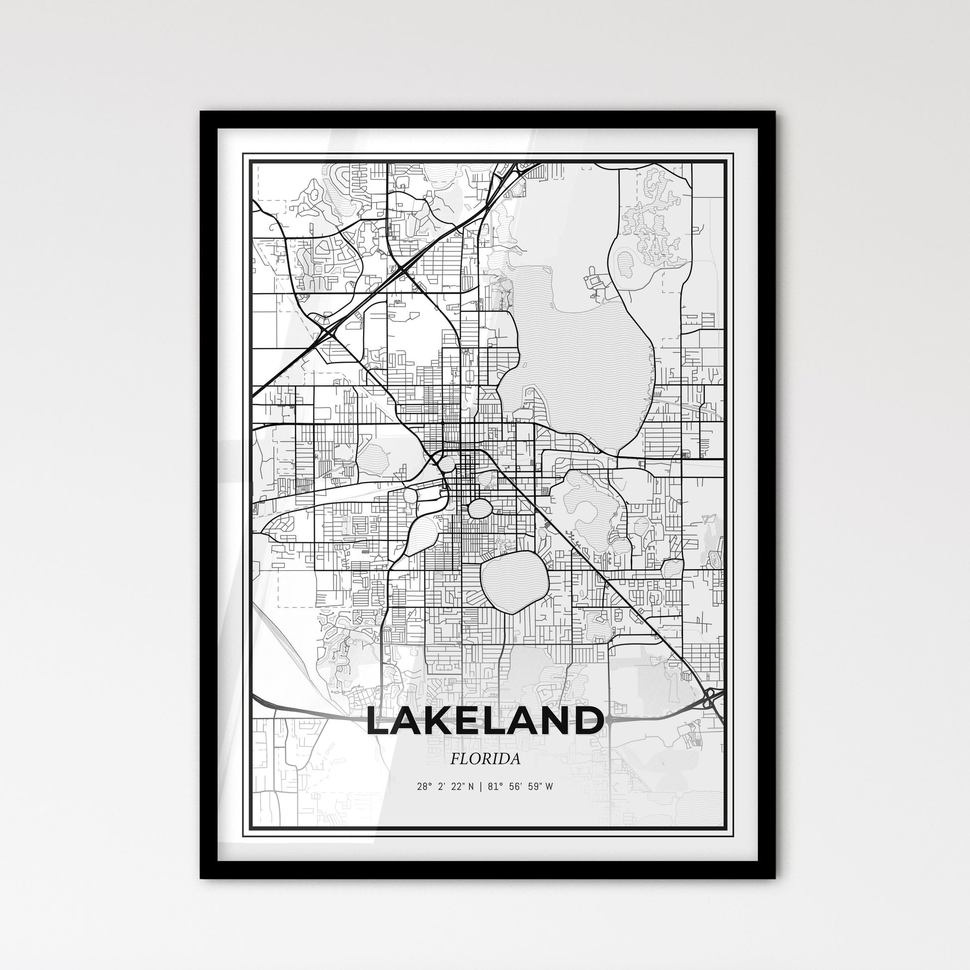 Lakeland Florida - Scandinavian Style City Map for Modern Home Decor