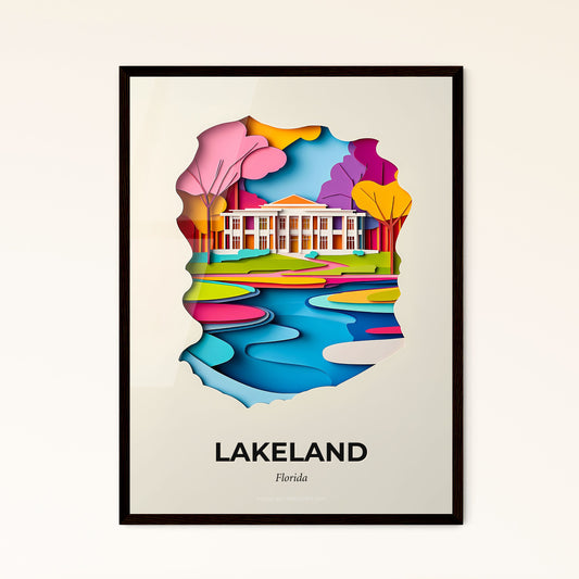 Vivid Lakeland, Florida - a paper cut of a house and a river