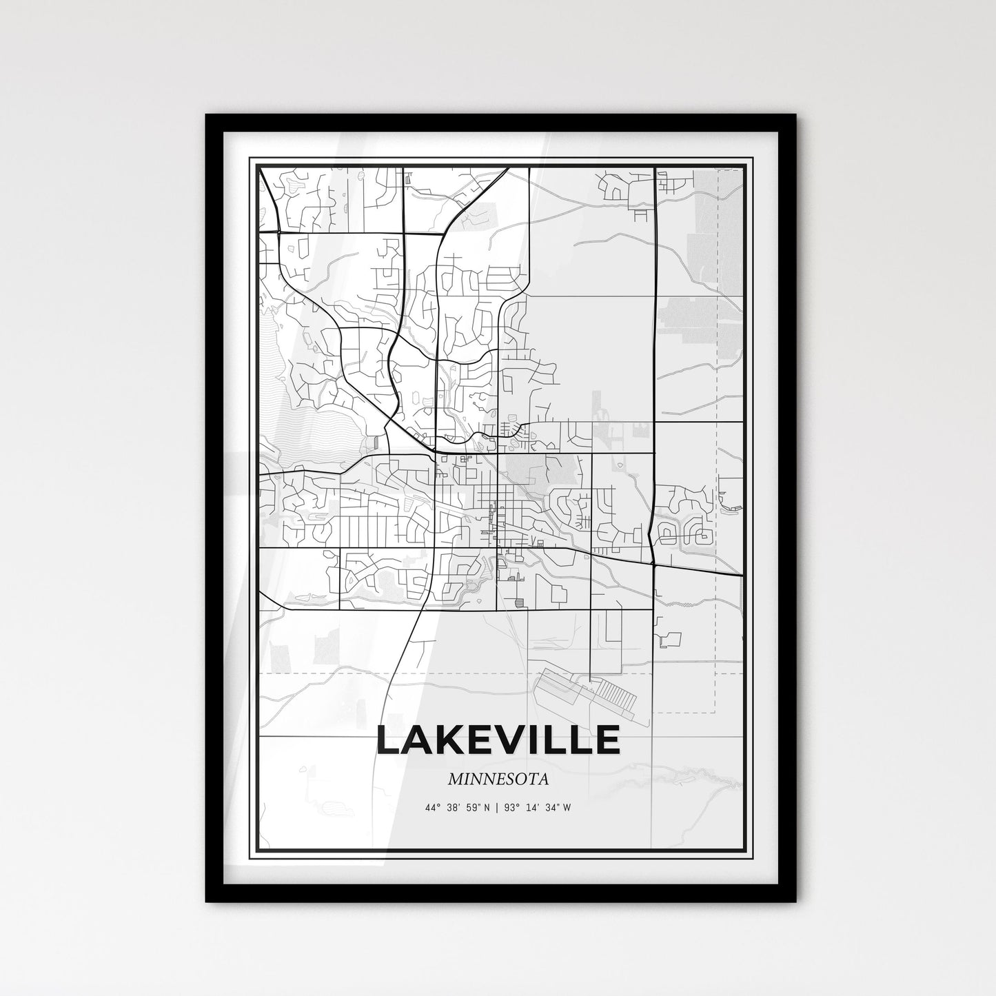 Lakeville Minnesota - Scandinavian Style City Map for Modern Home Decor