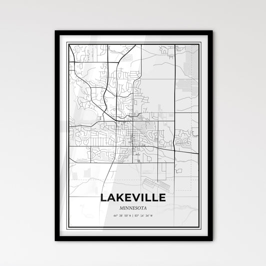 Lakeville Minnesota - Scandinavian Style City Map for Modern Home Decor