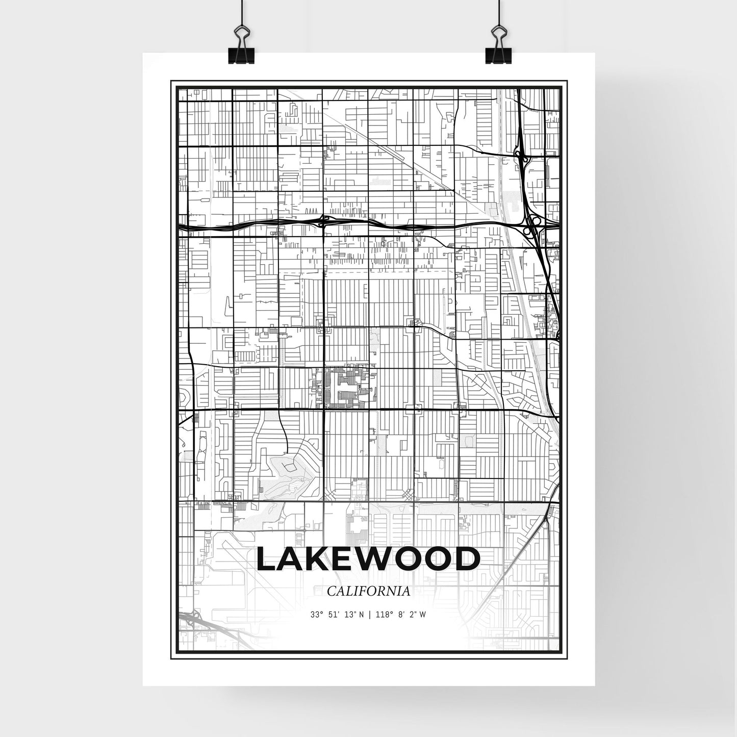 Lakewood California - Premium City Map Poster