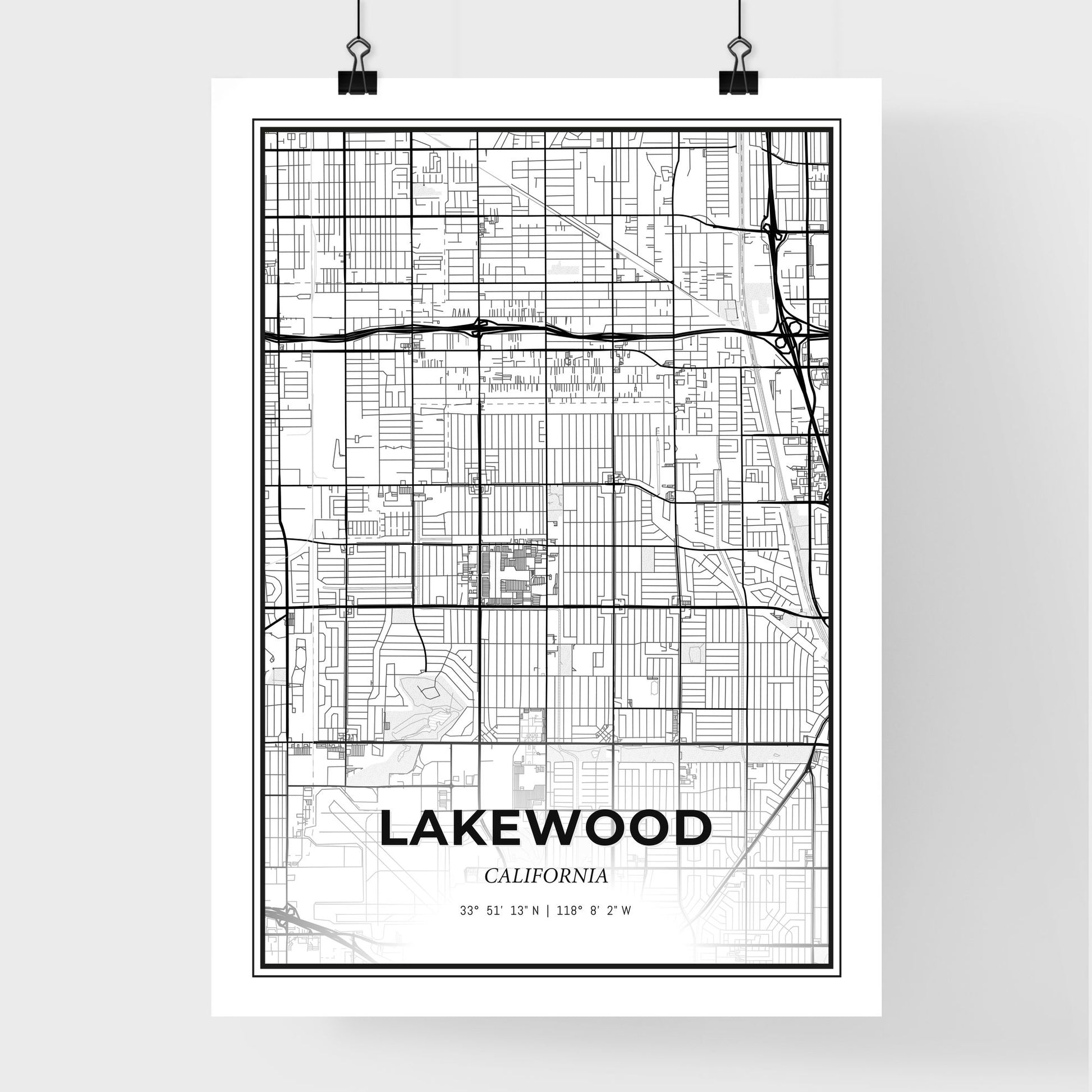 Lakewood California - Premium City Map Poster