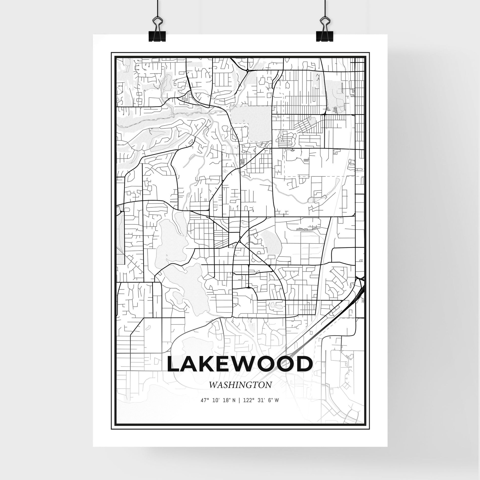 Lakewood Washington - Premium City Map Poster