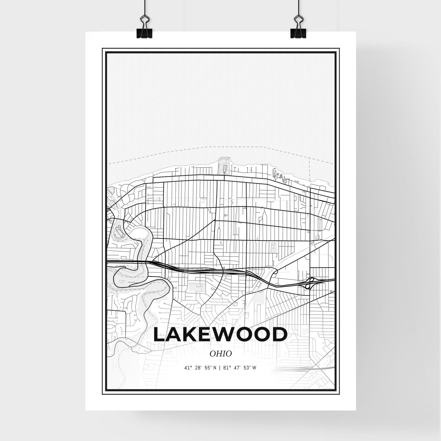 Lakewood Ohio - Premium City Map Poster