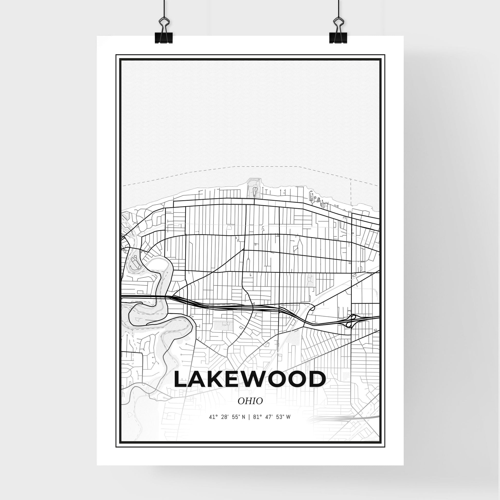 Lakewood Ohio - Premium City Map Poster