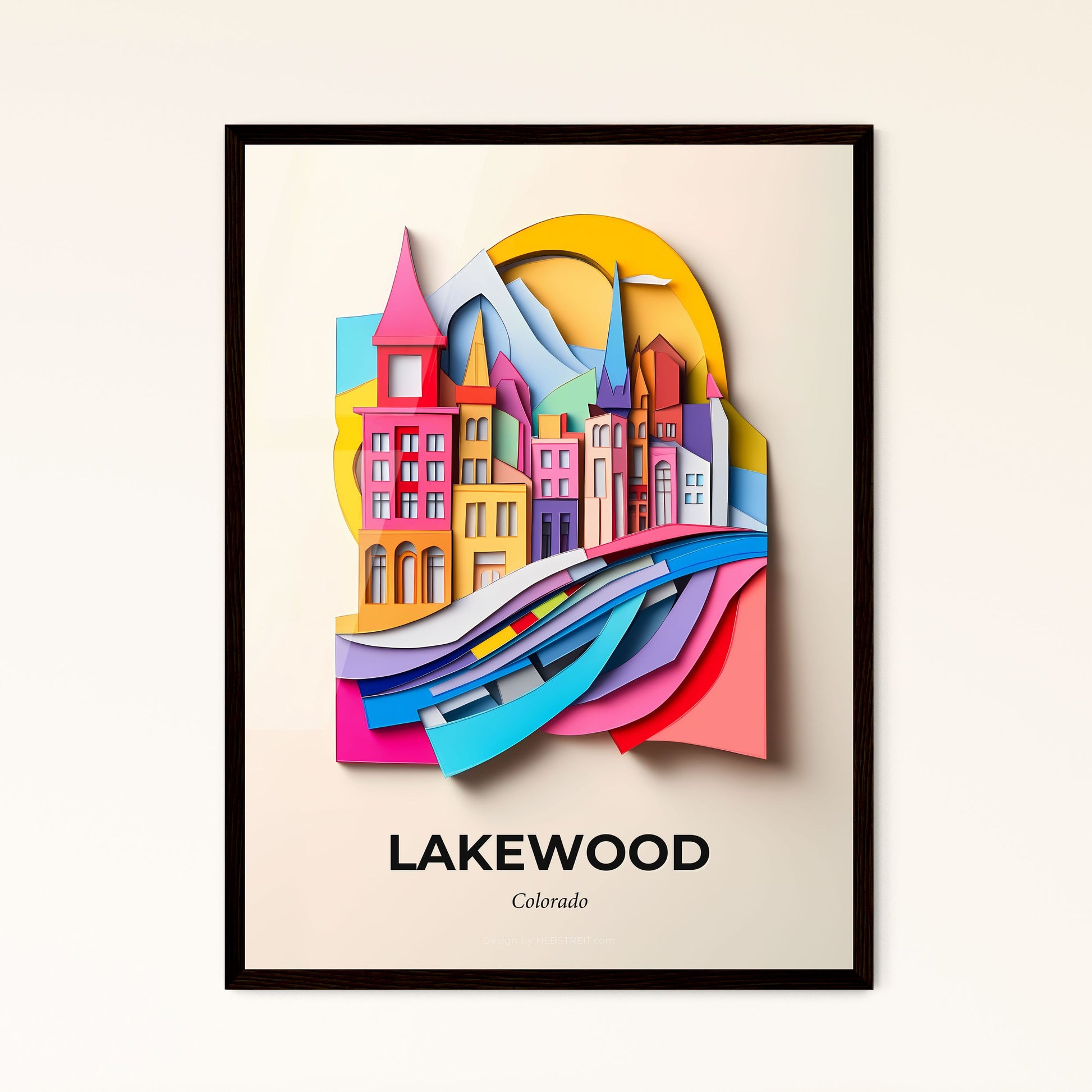 Vivid Lakewood, Colorado - a paper cut of a city with a clock