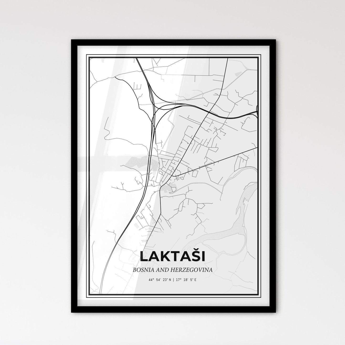 Laktaši Bosnia and Herzegovina - Scandinavian Style City Map for Modern Home Decor