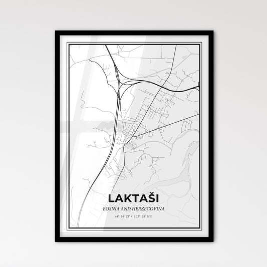 Laktaši Bosnia and Herzegovina - Scandinavian Style City Map for Modern Home Decor