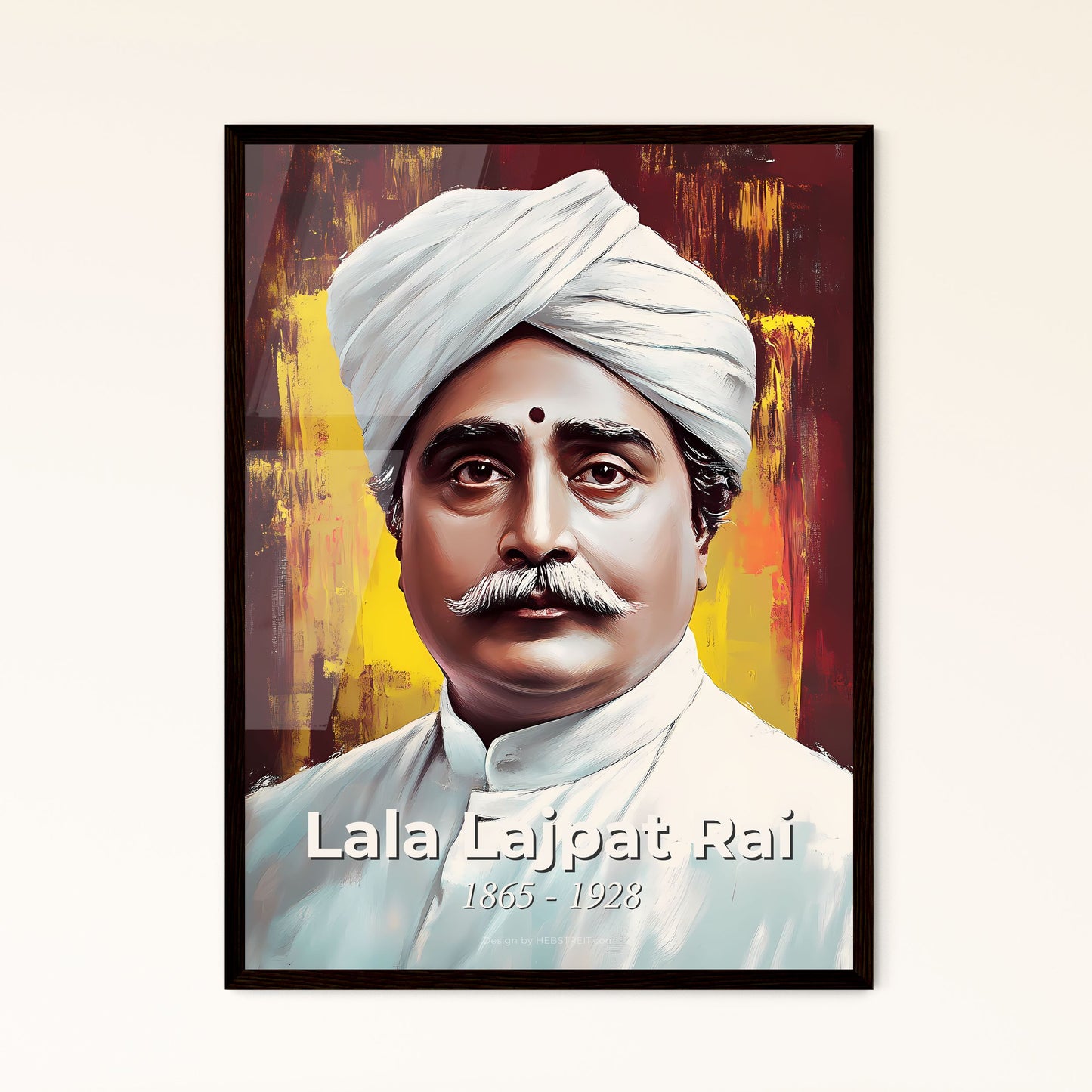 Portrait of Lala Lajpat Rai, 1865 - 1928. Impressionistic painting of a man with a mustache wearing a white turban.