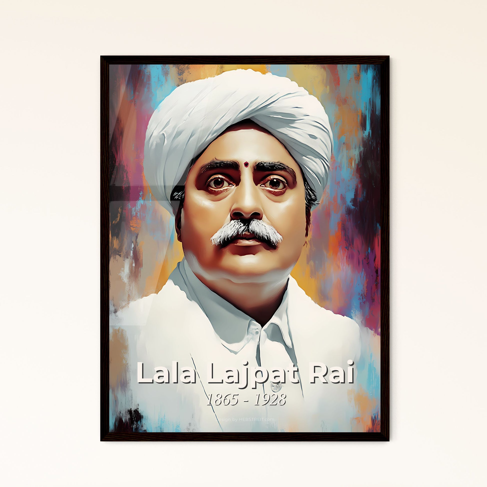 Portrait of Lala Lajpat Rai, 1865 - 1928. Impressionistic painting of a man with a white turban.