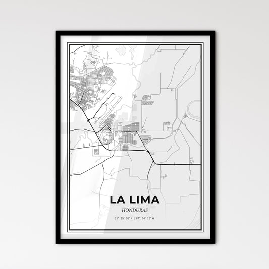 La Lima Honduras - Scandinavian Style City Map for Modern Home Decor