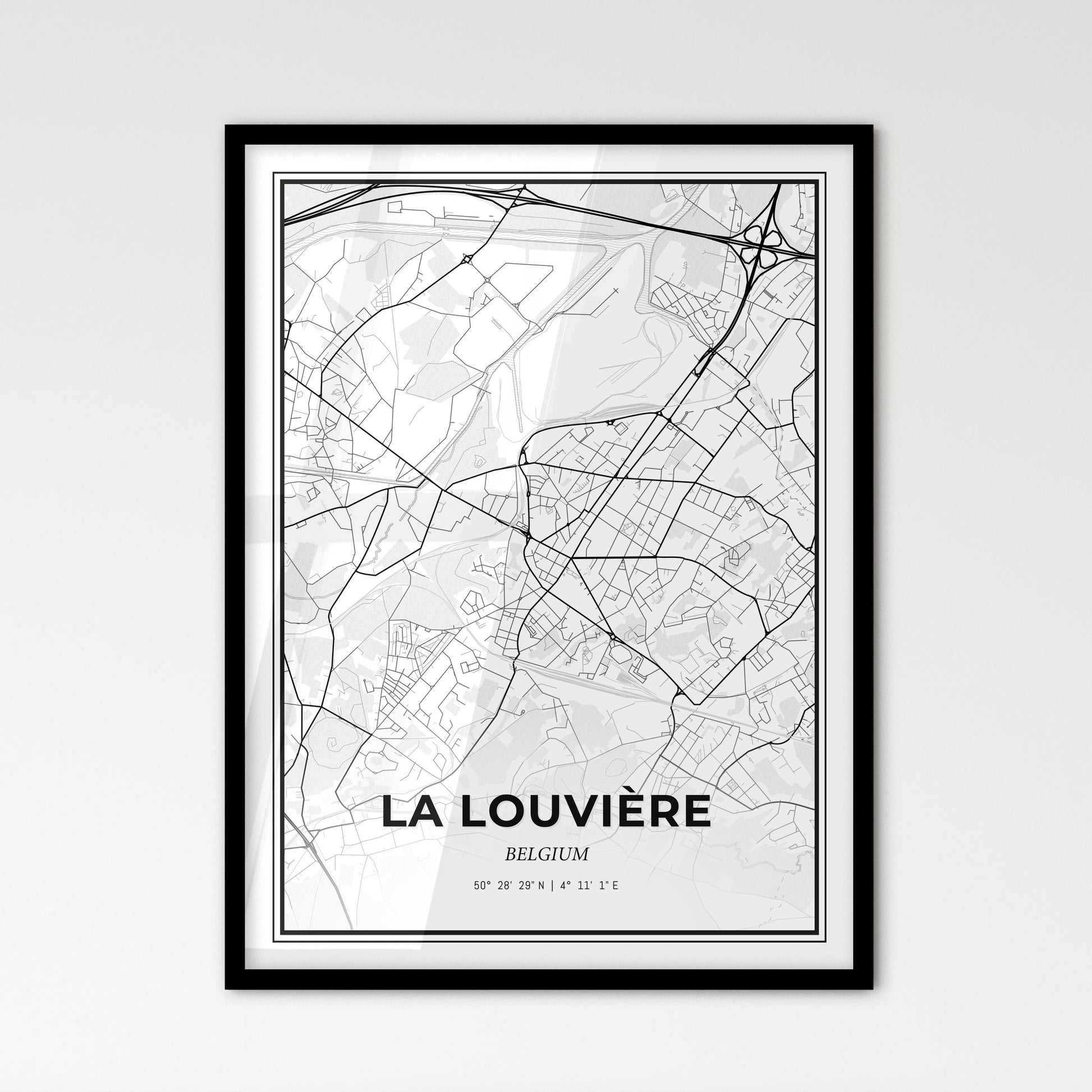 La Louvière Belgium - Scandinavian Style City Map for Modern Home Decor