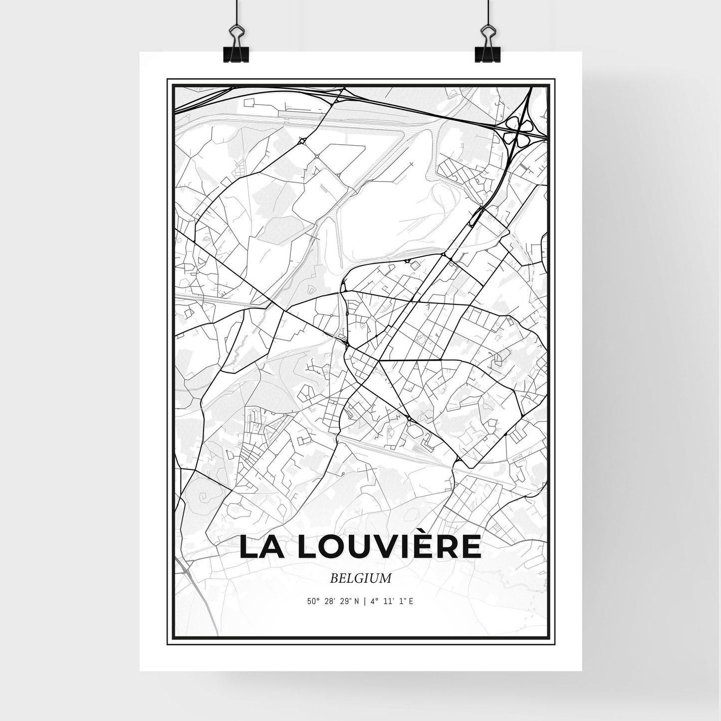 La Louvière Belgium - Premium City Map Poster