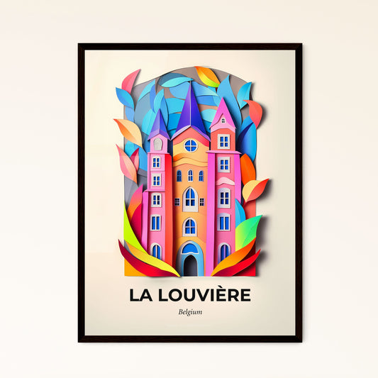 Vivid La Louvière, Belgium - a colorful paper cut of a building with a rainbow colored roof