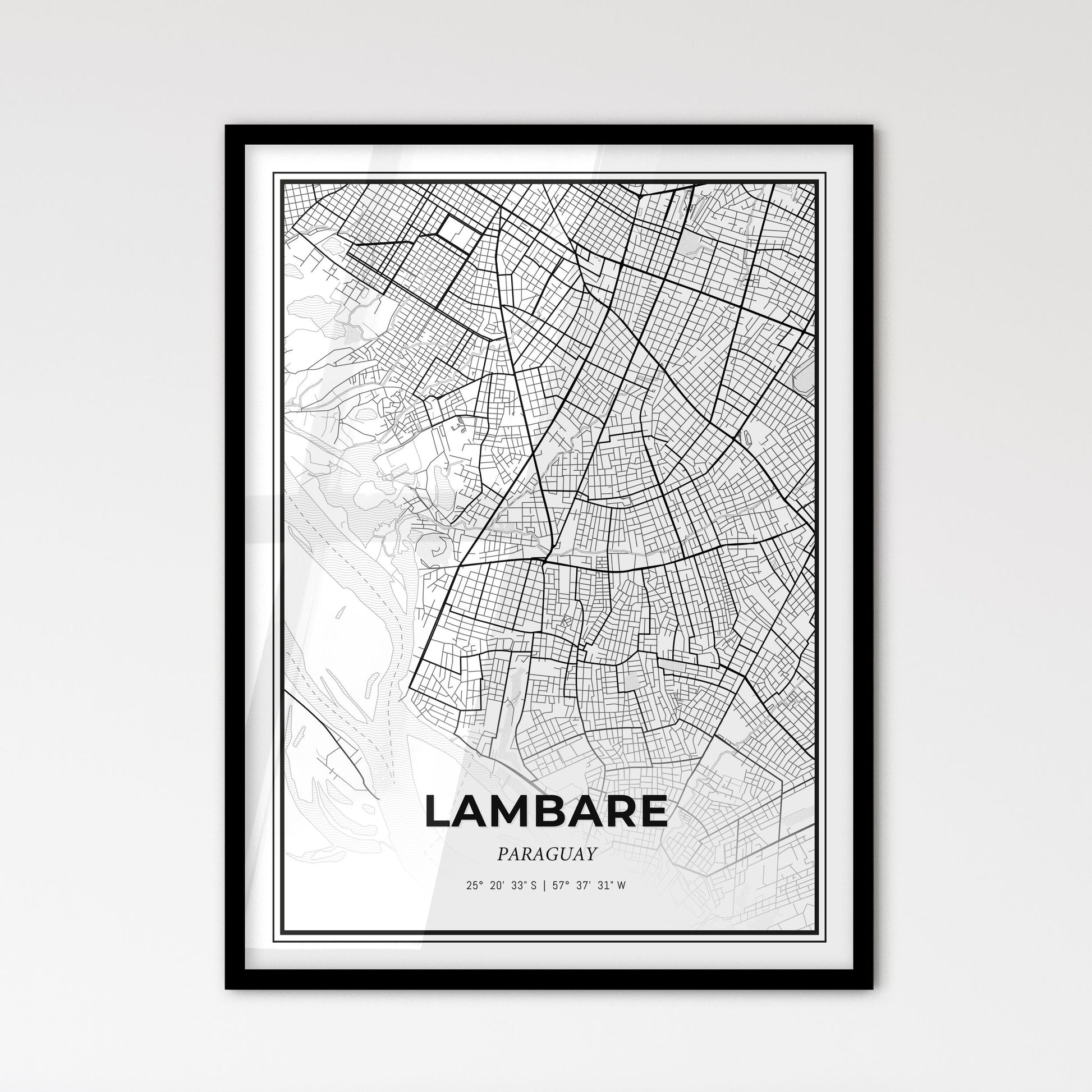 Lambare Paraguay - Scandinavian Style City Map for Modern Home Decor