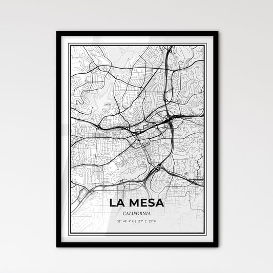 La Mesa California - Scandinavian Style City Map for Modern Home Decor