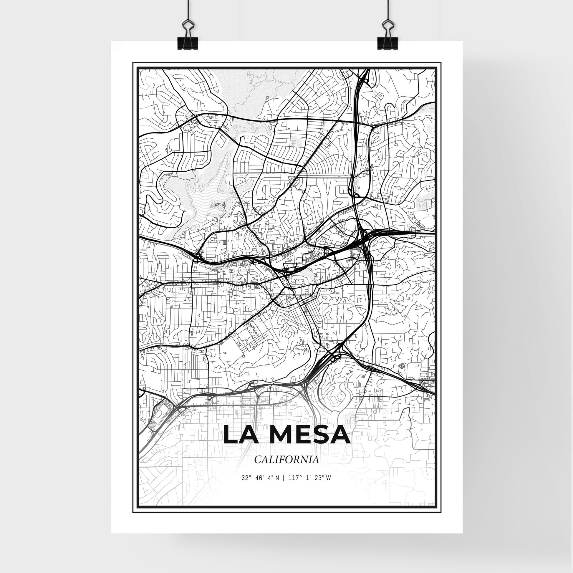 La Mesa California - Premium City Map Poster