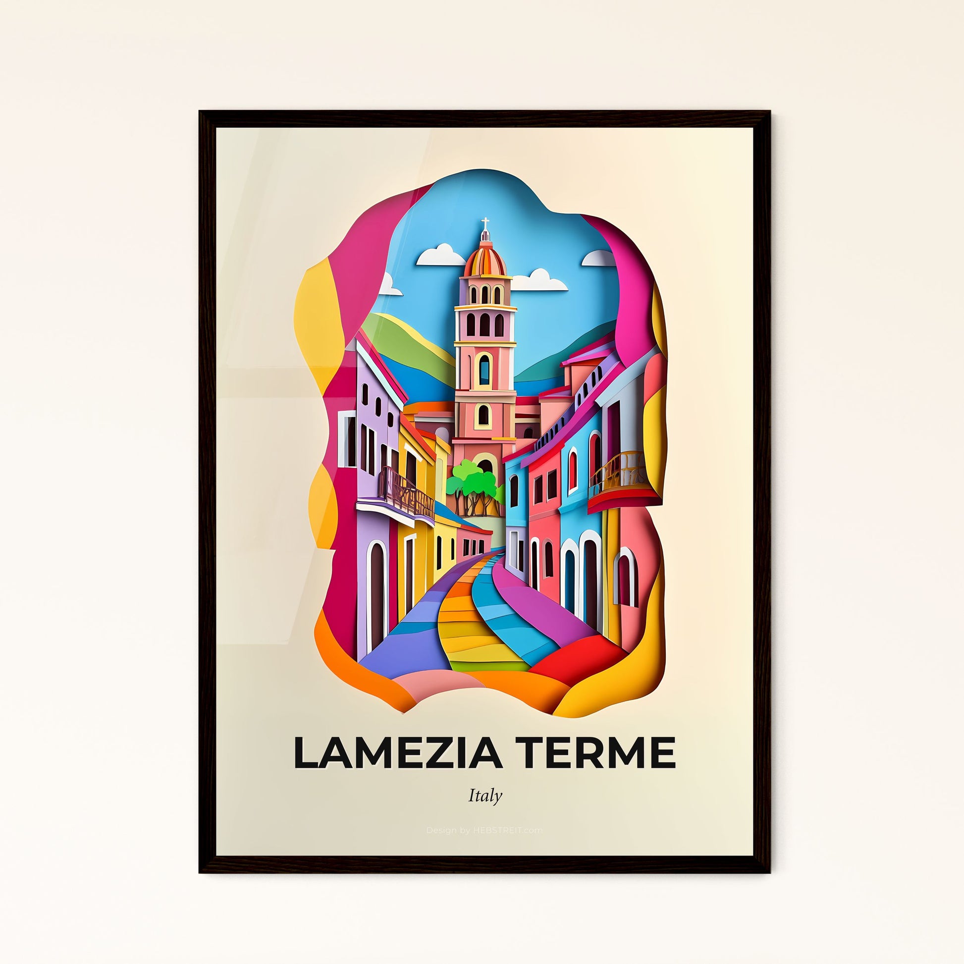 Vivid Lamezia Terme, Italy - a colorful city with a clock tower in the middle