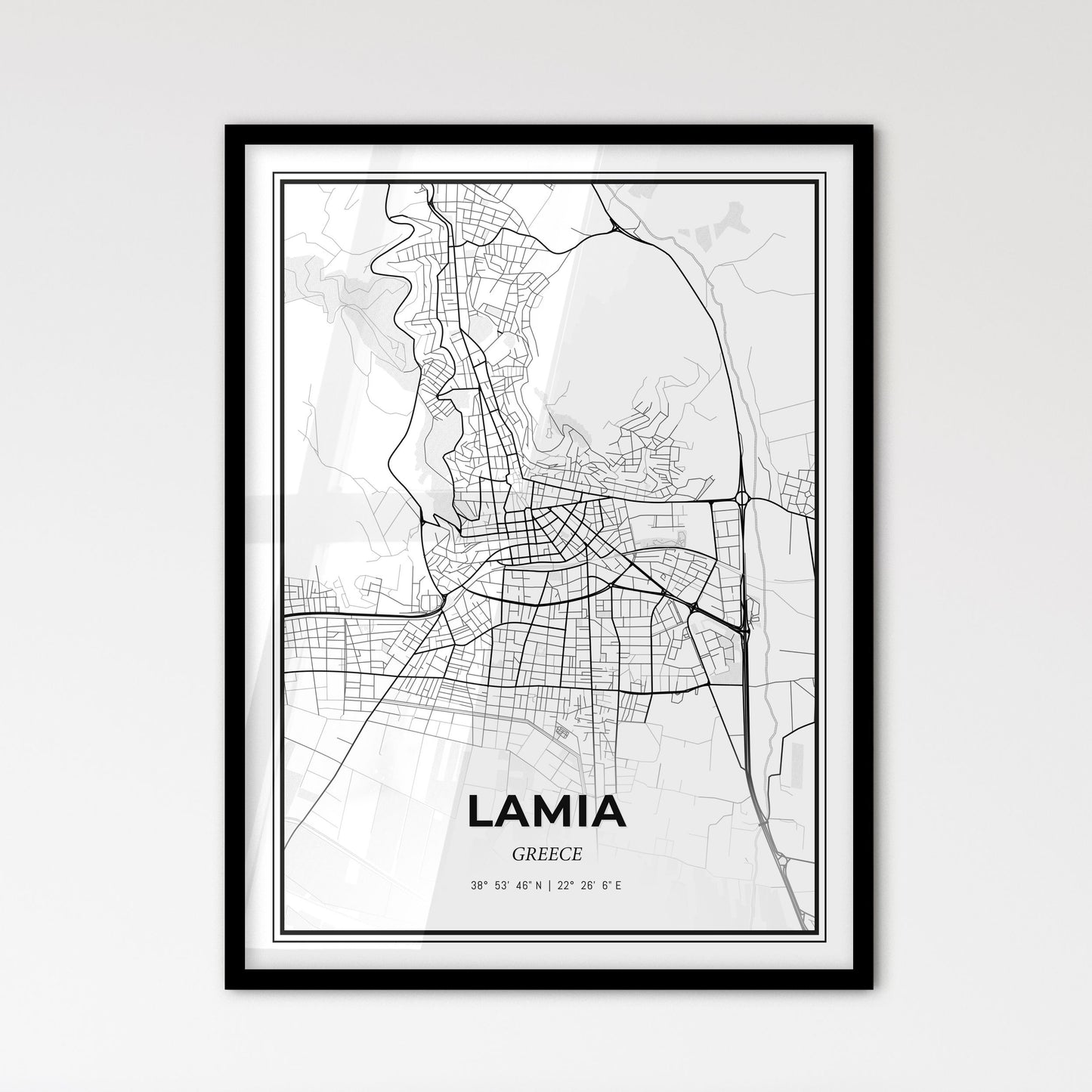 Lamia Greece - Scandinavian Style City Map for Modern Home Decor