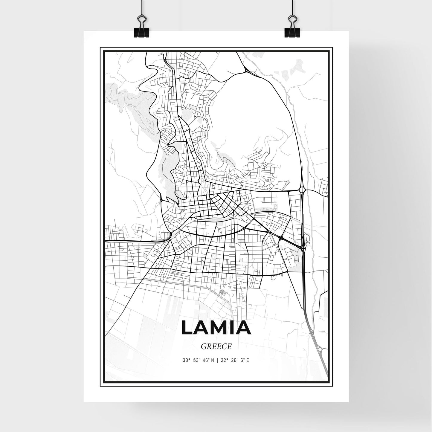 Lamia Greece - Premium City Map Poster