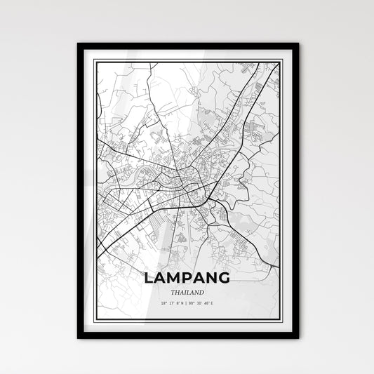 Lampang Thailand - Scandinavian Style City Map for Modern Home Decor