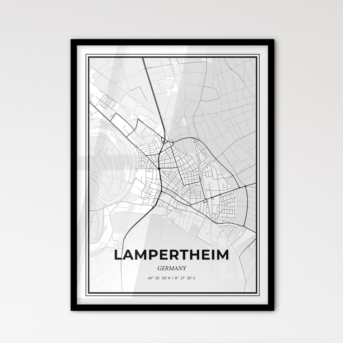 Lampertheim Germany - Scandinavian Style City Map for Modern Home Decor