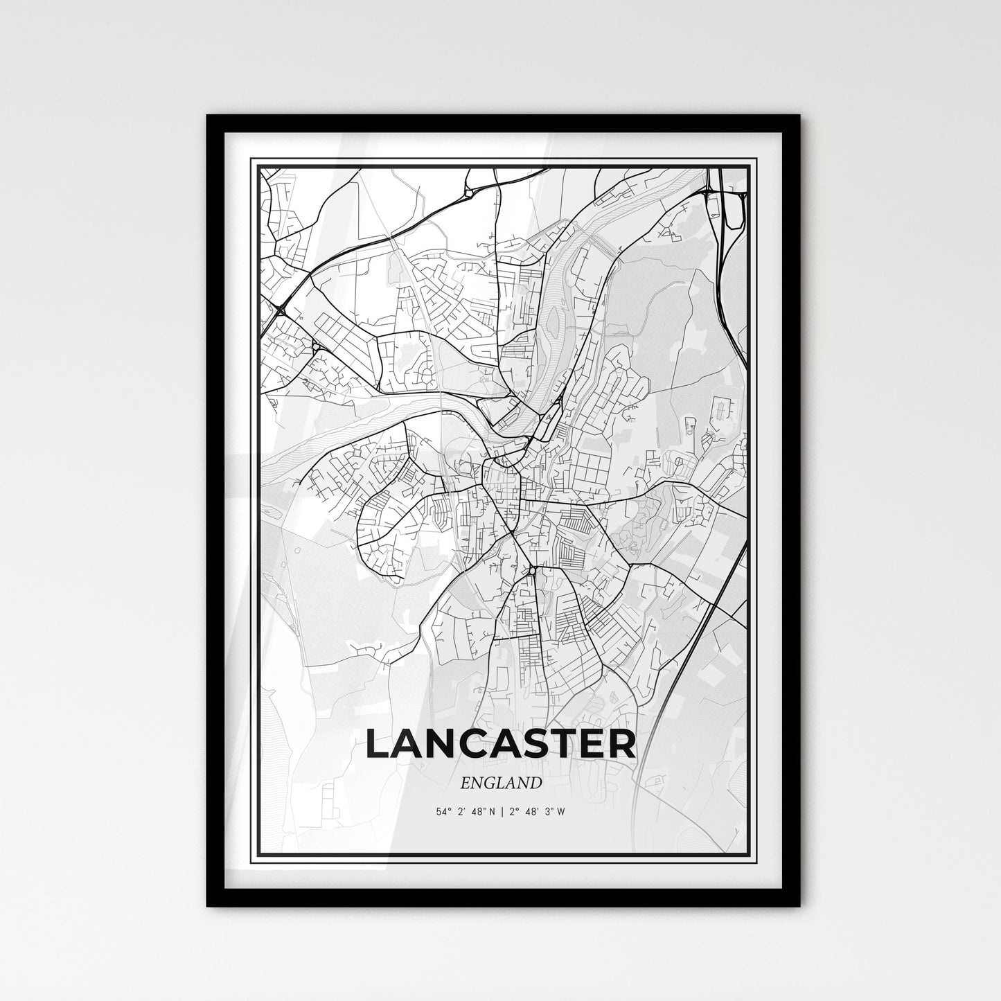 Lancaster England - Scandinavian Style City Map for Modern Home Decor