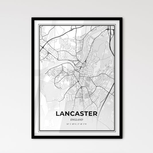 Lancaster England - Scandinavian Style City Map for Modern Home Decor